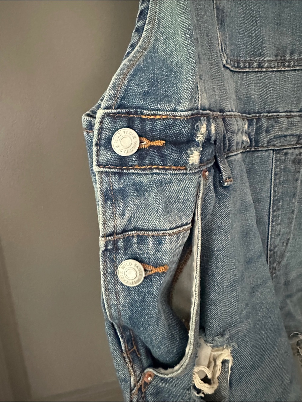 Wild Fable Denim Short Overalls - Light Blue Distressed - Picture 4 of 4